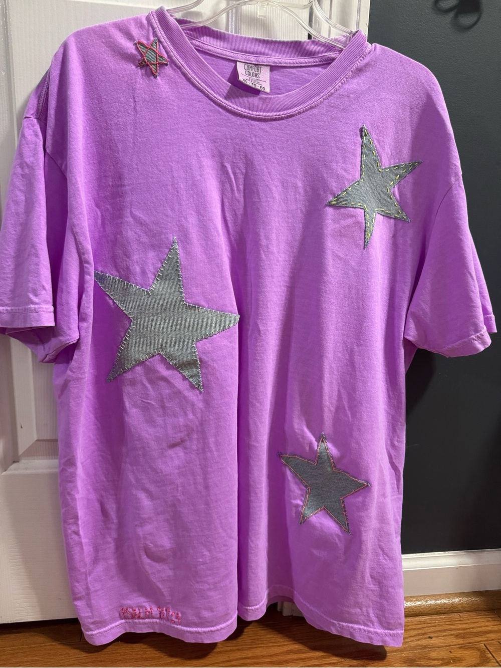Comfort Colors Lavender Tee with Silver Star Patches